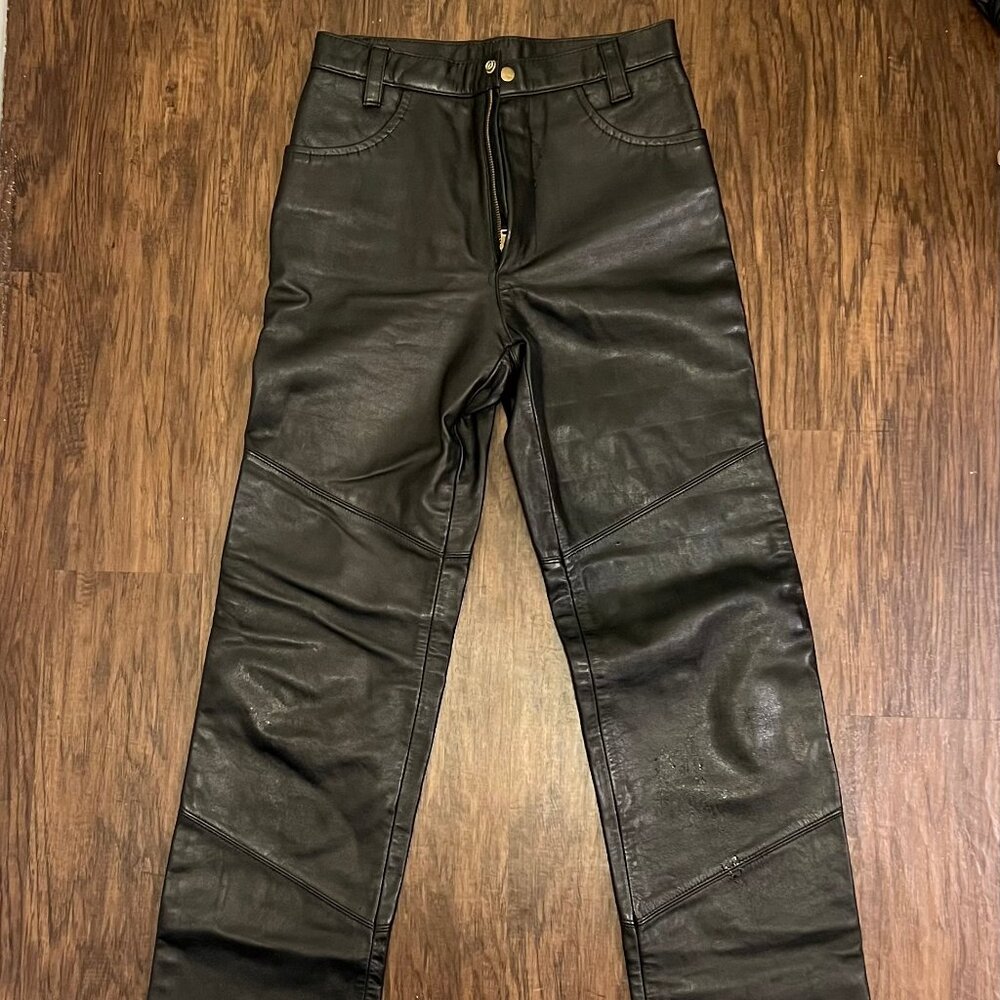 Wilsons Leather Pants Mens 30 Black High Rise Moto Biker Goth 90s Y2K Vintage